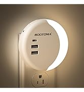 ROOTOMA Led Night Light Plug Into Wall, Dimmable Night Light for Kids with USB Wall Charger 3 Por...
