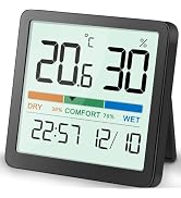 NOKLEAD Hygrometer Indoor Thermometer, Desktop Digital Thermometer with Temperature and Humidity ...