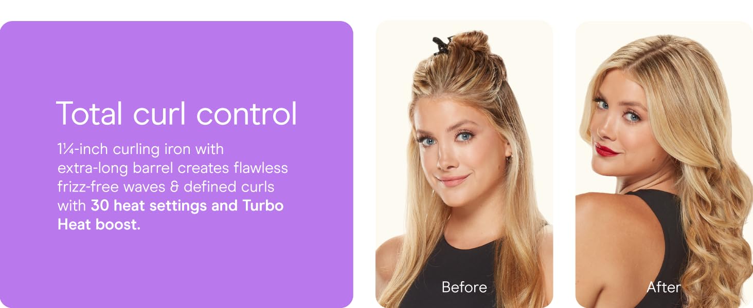 Conair ceramic curling iron hair 1.25 1 1/4 inch long barrel styling even heat dual voltage setting