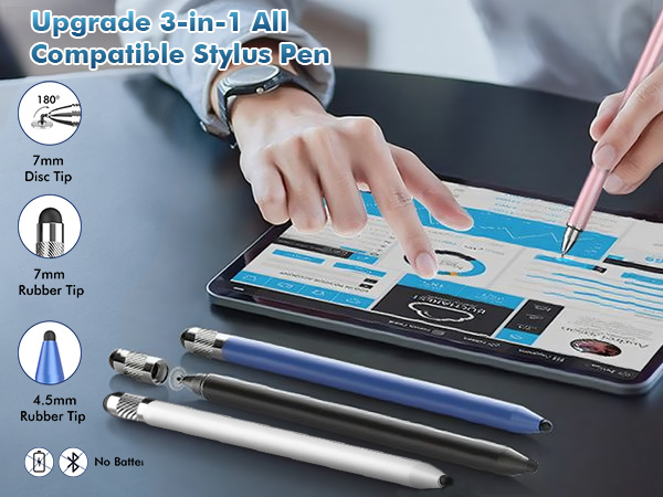 3-in-1 compatible stylus pen