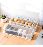 PAVSTINE 2 Pack Clear Cable Organizer Box with Lid, Plastic Charger Cable Cord Storage Organizer,...