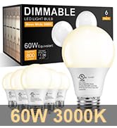 TJOY A19 Dimmable LED Light Bulbs, E26 Led Bulbs 60 Watt Equivalent, Warm Soft White 2700K, 800 L...