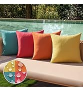 MIULEE Pack of 4 Decorative Outdoor Throw Pillow Covers Linen Waterproof Pillow Covers Farmhouse ...