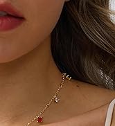 RLMOON Gold Necklaces for Women 14K Gold Plated CZ Diamond Choker Necklace Red Emerald Green Blue...
