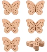 MOROBOR 6PCS Butterfly Shaped Wooden Knobs, Single Hole Beech Wood Handles Cute Cabinet Pulls for...