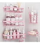 Liuoud Shower Caddy 5 Pack, Bathroom Shower Organizer Rack for Inside Shower, Adhesive Shower She...