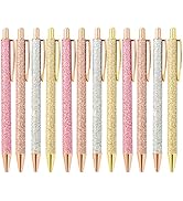 PASISIBICK 12 pcs Sparkle Writing Pens for Journaling, Metal Comfortable Retractable Pretty Ballp...