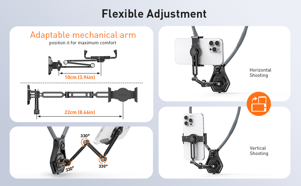 Neck Mount for mobile Phone Action Camera Adjustable Neckband Holder for iPhone cellphone