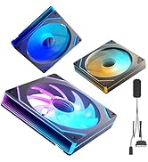 3Pack 140mm ARGB Case Fan,Forward,Infinity Mirror Light Effect Design Cooling Fan, 140mm CPU PWM Fan