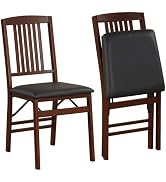 Giantex Folding Dining Chairs Set of 2, Solid Wood Frame, Foldable Wood Kitchen Chairs with Padde...