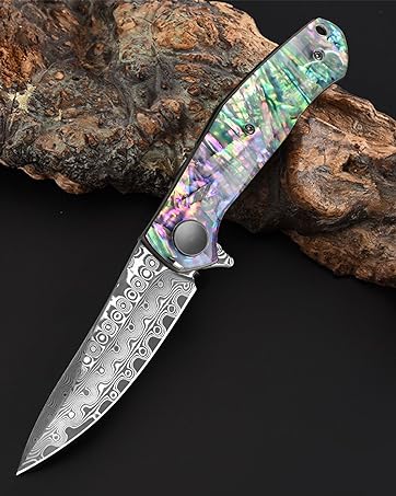 edc damascus pocket knife