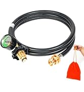Propane Hose Adapter 1lb to 20lb Converter with Gauge for 5 lb to 40 lb Tank,Standard P.O.L Tank,...