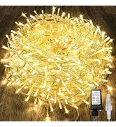 KAQ Connectable 240LED 88Ft String Lights, Classroom Lights Indoor Outdoor | Clear Wire Twinkle F...