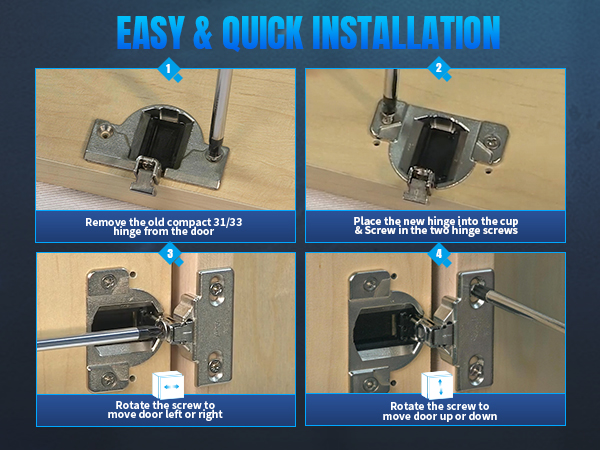 30.310-11.02 Blum Cabinet Hinges 110 Degrees Screw On Self Closing Compact 31 &amp; 33 Hinge