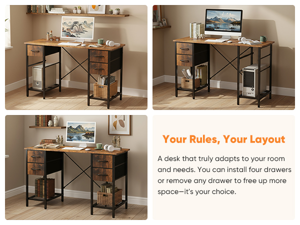  47 55 inch desk with 4 drawers