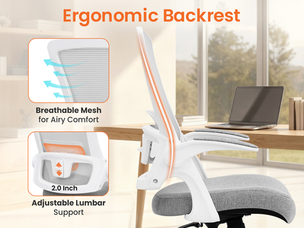 Office chair with flip-up armrests