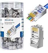 NataLink Cat 6 Pass Through RJ45 connectors 200-Pack, Shielded Ethernet Cable Connector Cat6 Ends...