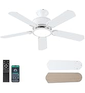 Surtime 44 Inch Low Profile Ceiling Fans with Lights and APP&amp;Remote Control,Farmhouse Flush Mount...