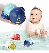 TOHIBEE Bath Toys, 3 Pack Cute Swimming Turtle Bath Toys for Toddlers 1-3, Floating Wind Up Toys ...
