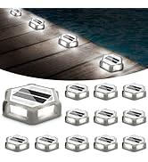 T-SUN Solar Deck Lights Outdoor, 12 Pack Solar Driveway Lights for Outside, 6000K Modes Dock Deck...