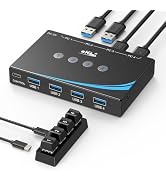 eKL USB 3.0 Switch 4 Computers Sharing USB Peripherals, 4 Port USB Switcher Sharing Mouse Keyboar...