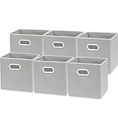 Simple Houseware Foldable Cube Storage Bins with Handles, 11-Inch, Gray, 6-Pack, Fabric Cubes Org...