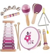 BUYGER Baby Musical Instruments Toy for Toddlers 1-3+, Wooden Montessori Percussion Music Set wit...