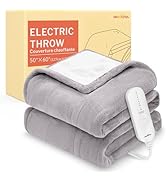 HOMLYNS LuxeHeat Heated Blanket Electric Blanket, Soft Flannel Sherpa Heated Throw, Heating Blank...