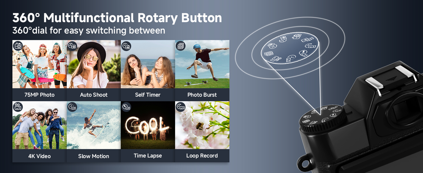 Multifunctional Button,portable camera point-and-shoot cameras camera for beginners