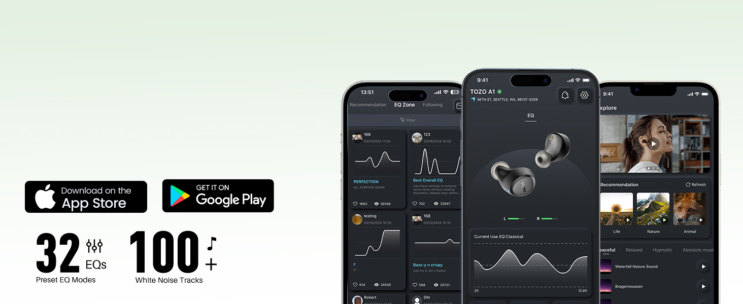 TOZO App with Custom EQ Presets