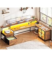 SEDETA 78.7” Large L Shaped Desk with Drawers, Office Desk with File Drawer and Display Cabinet, ...