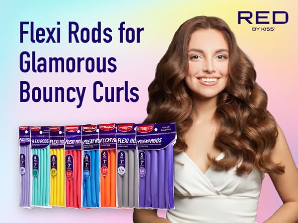 red by kiss flexi rods bouncy heatless curl wave overnight no heat flexible hair curler foam no slip