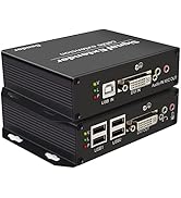 LornCeng 4K DVI KVM Extender Over Fiber up to 20KM, DVI Extender Over Single-Mode Fiber Optical T...