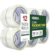 Clear Packing Tape, HERKKA 12 Rolls Heavy Duty Packaging Tape for Shipping Packaging Moving Seali...