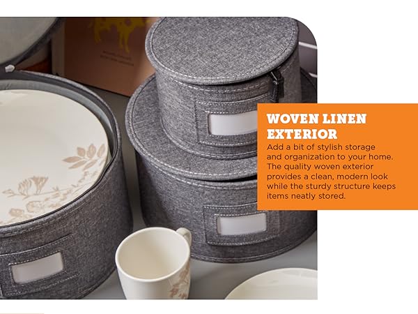 StorageLab Storage Containers 4-Piece Hard Shell Storage Cups, Mugs, and Plate Organizer