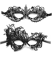 TFTSR Masquerade Masks for Women Couples,Men Mardi Gras Mask,Girls Black Gold Lace Eyes Costume,A...