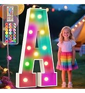 Ledido 4FT Marquee Light Up Letters, 34 Colors Changing Marquee Letter 4 Feet Tall with Remote, B...