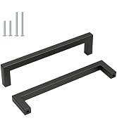 homdiy 30 Pack Matte Black Cabinet Handles, 5 Inch Hole Center Cabinet Pulls Modern Square Dresse...