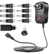[Reverse Polarity] 30W Universal AC Adapter, SoulBay Multi-Voltage Switching Power Supply w/ 9 Ad...