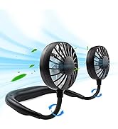 Portable Neck Fan Rechargeable Personal Hand-Free Fan Mini USB Wearable Neckband Sport Fan, 3 Spe...
