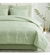EMME Queen Comforter Set - Sage Green Tufted Comforter Set, 7 PCS, Boho Bedding Sets with Sheets,...