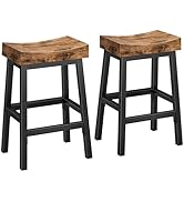 WINAZ Rustic Bar Stools, 24 Inch Barstools Set of 2, Counter Height Stools with Footrest, Wooden ...