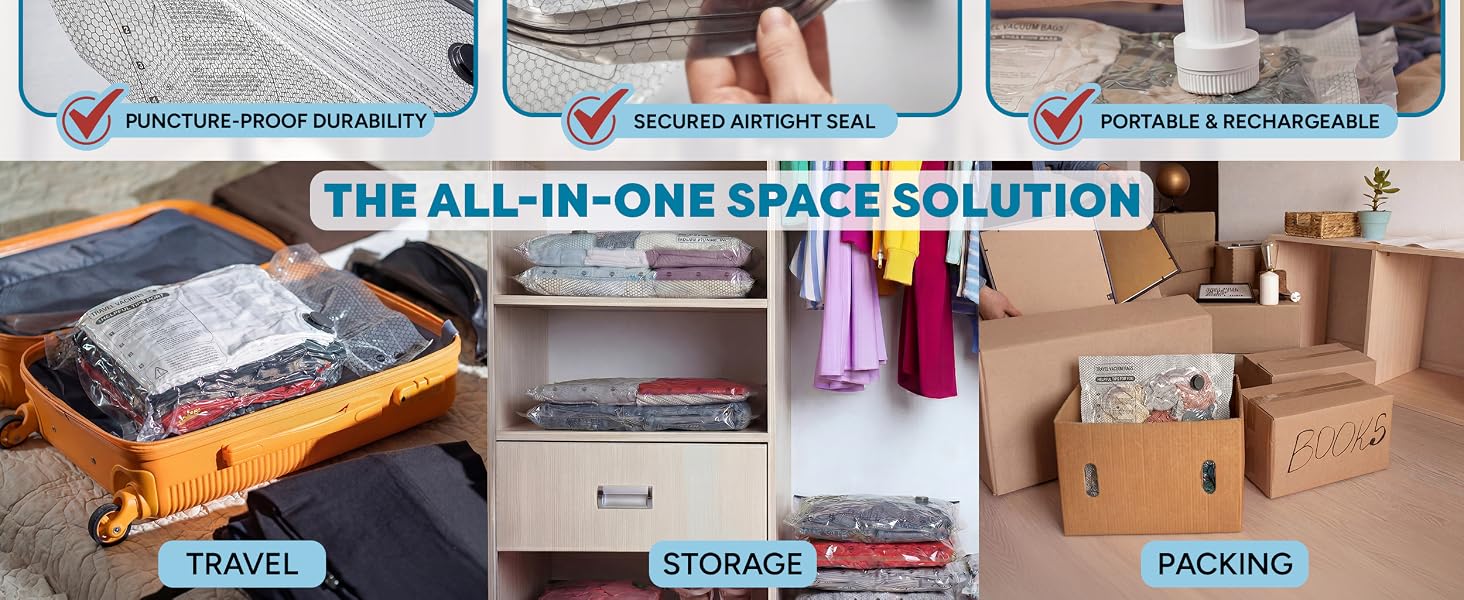 travel vacuum bags compression storage for stuff must haves packing cubes portable sealer size