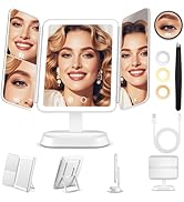 Lighted Makeup Mirror with 30X/10X/5X Magnification, Detachable Design for Travel, Rechargeable T...
