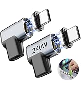 3C'S USB C Magnetic Adapter 240w, 2PCS USB C Right Angle Magnetic Adapter Detachable, 24 Pin with...