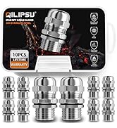 QILIPSU 10pcs 1/2" NPT 304 Stainless Steel Cable Gland Long Thread Waterproof IP68 Metal Strain R...