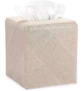 Sumnacon Tissue Box Cover Square, Sturdy Resin Tissue Holder with Open Bottom, Decorative Stone T...