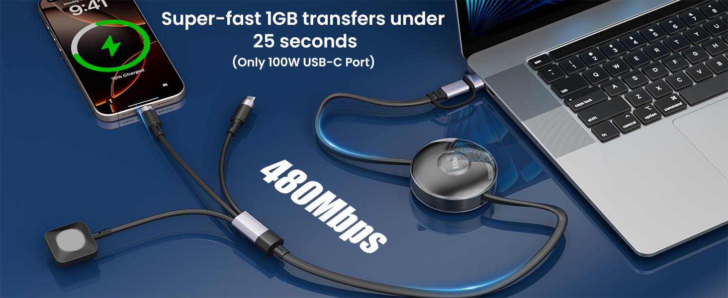 multi usb c charging retractable