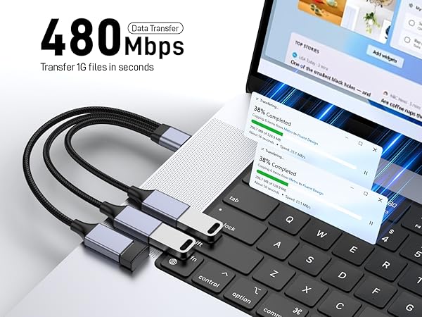 USB Splitter 1 in 3 Out Cable