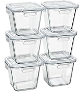 Glass Soup Containers with Lids 32 oz, 4 Cup Glass Storage Containers, Tall Borosilicate Glass Fo...